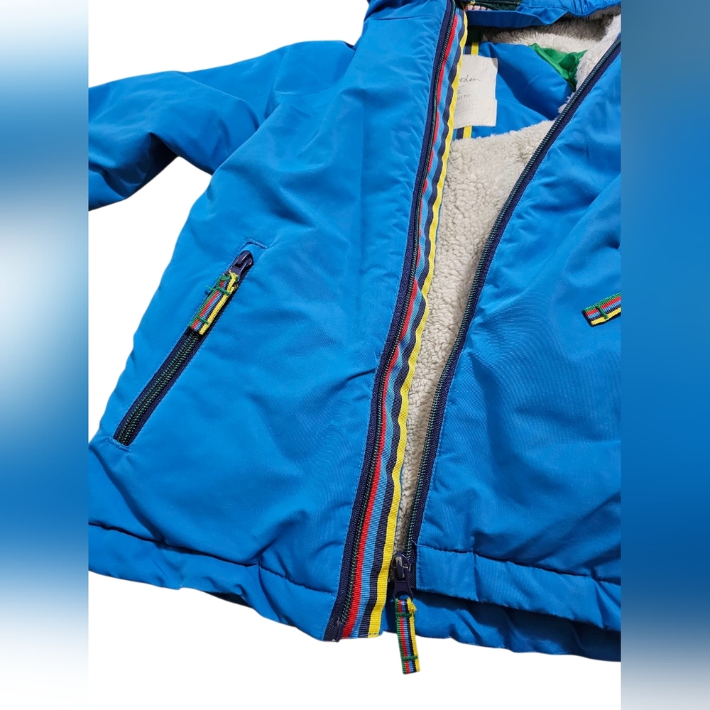 Mini Boden Sherpa Lined Blue Dino Coat Sz 5-6y - Picture 5 of 6